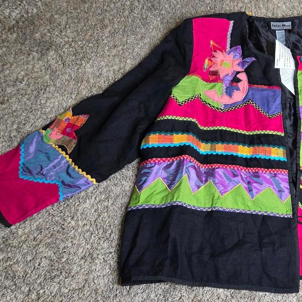Vintage Indigo Moon Patchwork Wearable Art Jacket Sz 3X NWT Y2K